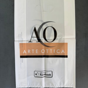 Sacchetti boutique in plastica bianchi lucidi 14x30