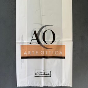 Sacchetti boutique in plastica bianchi lucidi 18x40